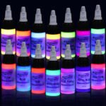 Gtartistoo fluorescent tattoo ink set with 14 colors in 1/2oz bottles