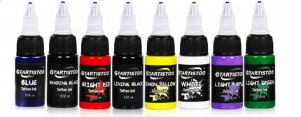 Gtartistoo tattoo ink 8 color set with 1/2oz bottles