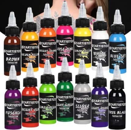 Gtartistoo tattoo ink 14 color set with 1 oz bottles