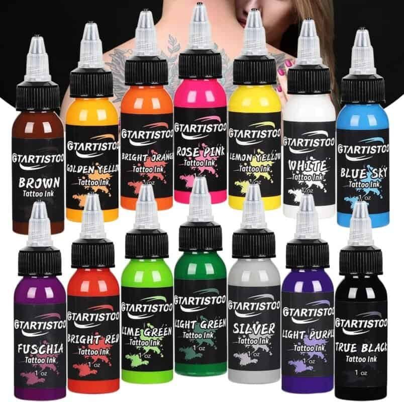Gtartistoo tattoo ink 14 color set with 1 oz bottles