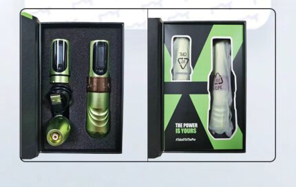 Dual battery wireless tattoo pen with brushless motor and OLED display for professional tattoo artists