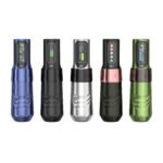 Dual battery wireless tattoo pen with brushless motor and OLED display for professional tattoo artists