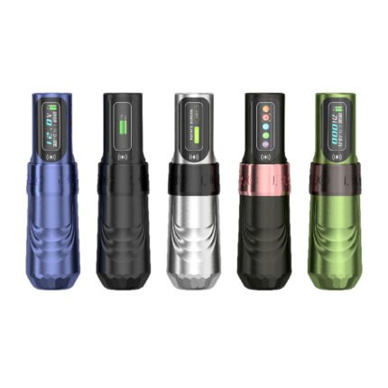 Dual battery wireless tattoo pen with brushless motor and OLED display for professional tattoo artists