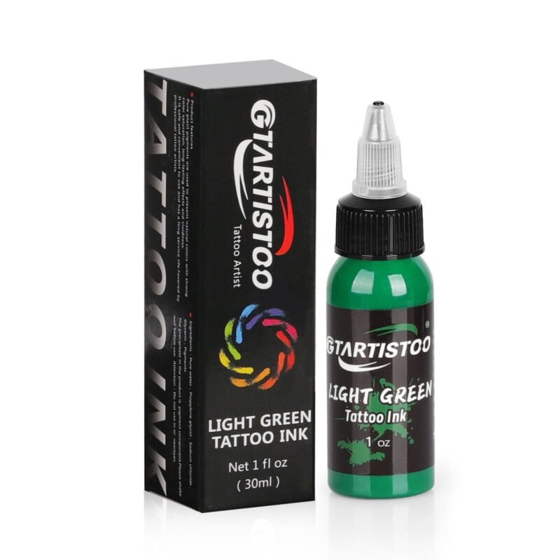 Gtartistoo Light Green tattoo ink bottle with retail packaging