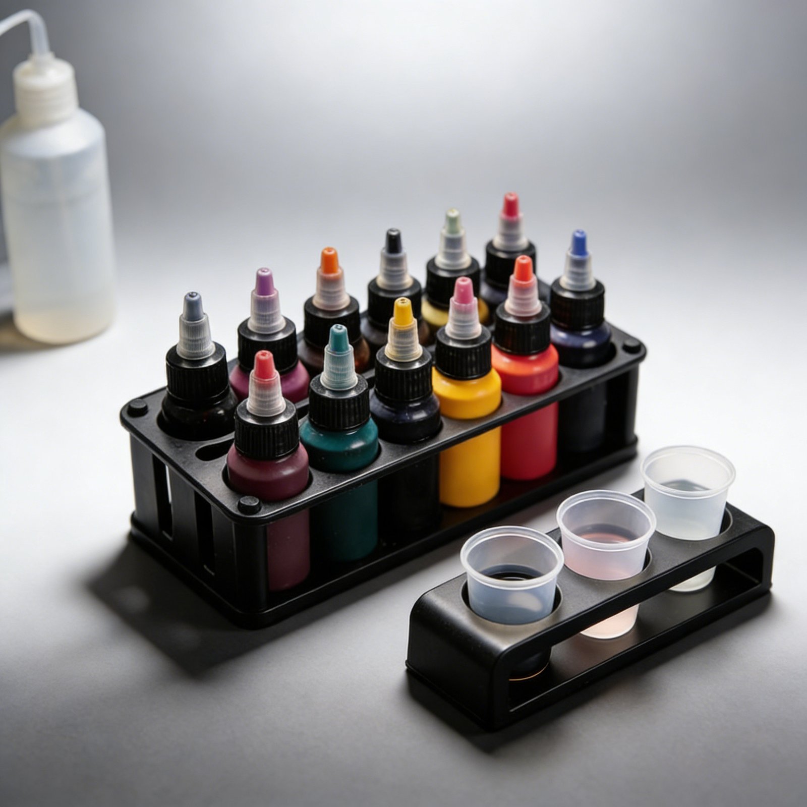Tattoo ink cups and tattoo ink cup holders for professional tattoo artists