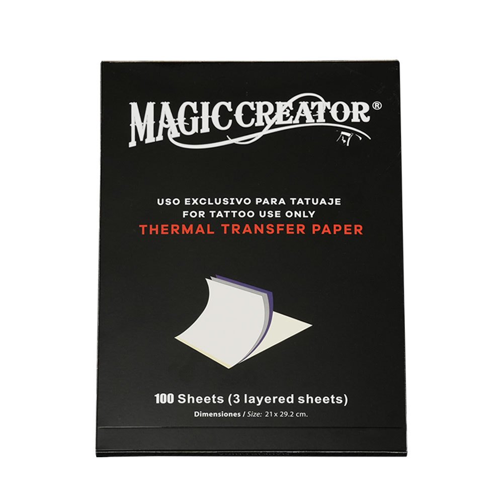 Papel Transfer Magic Creator Professional Magic Creator Tattoo Transfer Paper, 100 hojas de papel térmico A4 para plantillas de tatuaje.