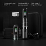 Máquina inalámbrica para tatuajes con doble batería y pedal Bluetooth